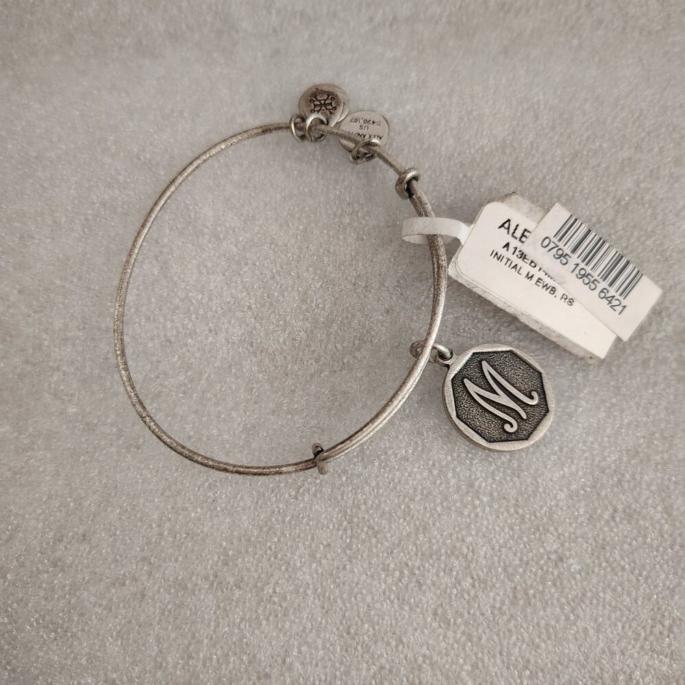 NEW Alex and Ani M Initial Letter Silver Charm Bracelet  Bangle  401